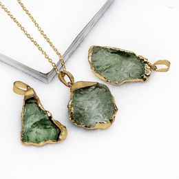 Pendant Necklaces BOEYCJR Natural Stone Simple Metal Inlay Necklace Chain Jewelry Vintage Energy For Women