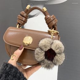 Keychains Genuine Real Flower Keychain Women Keyring Pompom Ball Hanging Bag Charm Phone Fluffy Pendant Cute Gift