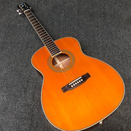 39 inches blonde top K28 acoustic guitar solid top amber finish OM shape parlour body electrical acoustic guitar folk guitare acoustique