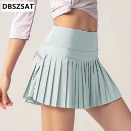 Skirts Tennis Skirts Women Golf Pleated Pantskirt Sports Fitness Shorts Pocket High Waist Yoga Running Shorts Skirt Gym Clothing 230603