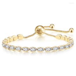 Charm Bracelets Gold Colour Women's Hand Cubic Zirconia Adjustable Oval Crystal Tennis Korean On Chain Luxury Woman Jewellery Gifts 2023