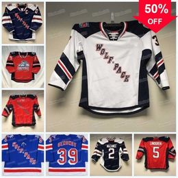 Mag MitNess Custom Wolf Pack Hockey Jersey AHL Jonny Brodzinski Anthony Greco Tanner Fritz Ty Ronning Tim Gettinger Zac Jones