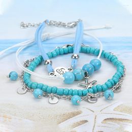 Charm Bracelets Handmade Adjustable String Rope Bracelet DIY Jewellery Boho Beads Seashell Star Starfish Wax Braide For Women