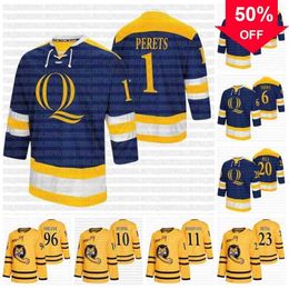 Mag C202 Quinnipiac Bobcats NCAA College Hockey Jersey 1 Yaniv Perets 4 Connor Clifton 6 Devon Toews 20 Matthew Peca 10 Ethan de Jong 11 Wyatt