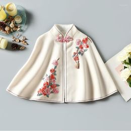 Ethnic Clothing Ladies Chinese Tops 2023 Autumn Winter Retro Cape Hanfu Cheongsam Top Tang Suit Year Style Women 11491