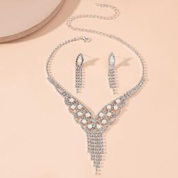 Necklace Earrings Set Full Diamond Earring Pearl Choker Charm And Drop For Brides Bridesmaid Costume Accessories