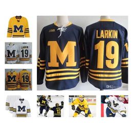 C2604 MitNess Custom NCAA Colleage Hockey Jerseys Michigan Wolverines Quinn Hughes Dylan Larkin Cam York Strauss Mann Thomas Bordeleau Matty Beniers Any