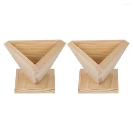 Dinnerware Sets 2 Pcs Zongzi Mould Rice Dumpling Moulds Rice-pudding Silicone Candy Wood Triangular Home Tools Kitchen Convenient DIY