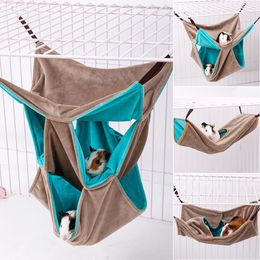 Cages Cosy Hammock Bed Tunnel Triple Bunk bed Cage Hanging Hideout House Cave for Small Animal Sugar Glider Ferret Squirrel Hamster