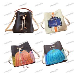 High quality neonoe 26cm women shoulder bag cowhide leather adjustable strap canvas print designer Bucket drawstring bag mini handbag noe BB m46472 m46581 m44022