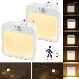 Night Lights US/EU Plug In LED Auto Dusk To Dawn Sensor Motion Activated Dimmable Wall Lamp Bedroom Kitchen Stairway