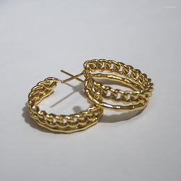 Hoop Earrings 2023 Rope Chain For Women Gold Colour Copper Material Chunky Round Ear Jewellery Accessories Wedding Gift