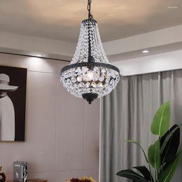 Pendant Lamps American Crystal Chandelier Iron Art Restaurant Living Room Bar Dining Lamp Bedroom Hanging