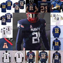 Vin 2021 Navy Fly Midshipmen Football Jersey NCAA College Jacob Springer Roger Staubach Keenan Reynolds Malcolm Perry Nelson Smith CJ Williams Tazh Maloy