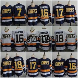 Sj98 Hanson Brothers Charlestown Mens 16 Jack Hanson 17 Steve 18 Jeff #7 dunlp 1 LEMIEUX 3 Killer Slap Shot Movie Jerseys