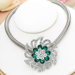 Choker ZOSHI Luxury Silver Plated Chokers Necklace For Women Brilliant Crystal Big Flower Collars Statement Wedding Jewellery