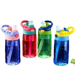 430ML Kid Water Sippy Bottle Creative BPA Free Plastic Baby Feeding Cup With Straw Leak-proof Drop-proof Bottles Drink Children Cups