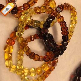 Wholesale Elastic Rope Gradient Colour Irregular Baltic Natural Amber Baby Teething Bracelet Amber Natural Stone Jewellery