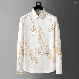 Men's Casual Shirts High Quality Men's Shirt Summer Long Sleeve Losses Ice Silk Breathable Business Social Dress Men Clothing