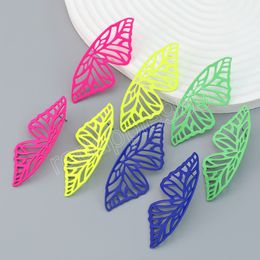 Fashion Metal Cutout Candy Colour Butterfly Earrings Women's Vintage Elegant Dangle Earrings Banquet Jewellery Accessories