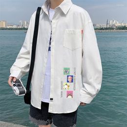 Men's Casual Shirts Men's Oversized With Pocket Mens Blouse White Anime Shirt 5XL Full Sleeves Wear Summer For Men Clothing