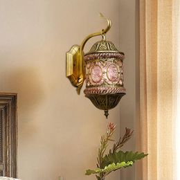 Wall Lamp Bohemian Iron Carved Colorful Lanterns Thai Study Bedroom Porch And Creative Special Luminaires