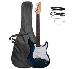 Guitarra Elétrica Azul com Estojo Cabo Alça Palhetas Escala de Jacarandá para Iniciantes Enviado dos EUA2155612