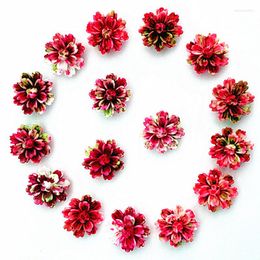 Decorative Flowers 100 Pcs. Rose&Green DlY Resin Rose Flower Flatback Appliques For Phone / Wedding Craft