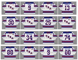 N85 9 Trevor Zegras Team USA Hockey Jersey 13 COLE CAUFIELD 34 Auston Matthews CHARLIE McAVOY 9 JACK EICHEL 88 Patrick Kane 30 Spencer Knight 74 TJ OSHIE 8 Adam Fox 2014