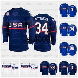 Sj98 Team USA 2022 Winter Hockey Jersey Auston Matthews Patrick Kane Seth Jones Jack Eichel Matthew Tkachuk Charlie McAvoy Johnny Gaudreau T.J.