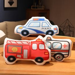 Plush Dolls Car Toys for Kids Soft Baby ambulance Navvy Truck Birthday Gifts Boys Kawaii Pillow For Decor 230603