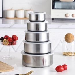 Storage Bottles 5pcs Food Container With Lid Stainless Steel Lunch Bento Box Leak Proof Stackable Preservation For Microwave Oven