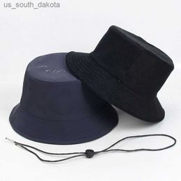 Waterproof Big Head Men Large Size Corduroy Keep Warm Bucket Hat Women Plus Size Double-sided Panama Sun Hats 58 60 62 64CM L230523