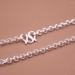 Chains Real 999 Fine Silver 3.5mm Rolo Link Chain Necklace 17.7" M Clasp Full Silver999