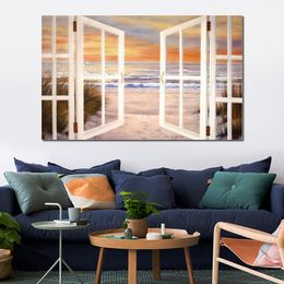 Handcrafted Modern Coastal Canvas Art Sunset Beach Contemporary Painting Elevate Your Office Space