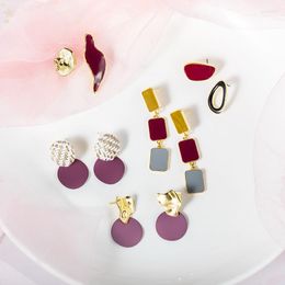 Dangle Earrings ZWC Design Vintage Colourful Enamel Fashion Earring Geometric Asymmetric Oval Round Long Drop For Women Girl Jewerly