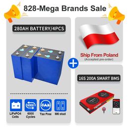 Pre-Order LiFePO4 12V 280AH Batteries with LFP 4S 200A Smart BMS with BT Prismatic Rechargeable Phosphate for 3KW Solar ESS EVE