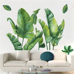 Nordic Green Plant Wall Stickers Home Decor Living Room Tropical Rainforest Palm Leaves Decal Wall Mural Children Room Wallpaper