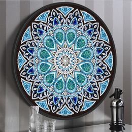 Stitch HeeBenor Factory Store Round Framed Diamond Painting Tassel Painting Mural Full Partial Mandala Diamond Mosaic With Frame