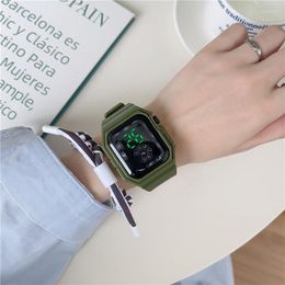 Wristwatches Fashion Digital Square Watch Men Luminous Dial Casual Sport Clock Outdoor Rubber Strap Fashionable For Women