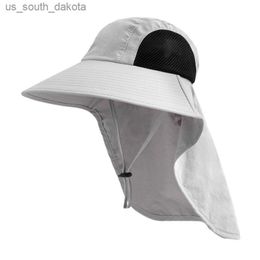 Unisex Summer Wide Brim Waterproof and Quick-drying Panama Caps Outdoor Visor Bucket Hats Mesh Breathable Sun Hat with Neck Flap L230523