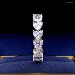 Cluster Rings DYGYD S925 Silver Love Row Diamond Moissanite Ring Stacked Women's Ins Style Sweet Heart Wholesale