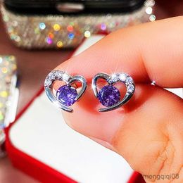 Charm Fashion Female Earring Silver Needle Love Heart Small Earrings For Women Girls Jewellery Valentine's Day Gift R230605