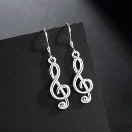 Charm New noble Sterling Silver Romantic music note drop Earrings for Women Holiday gifts fashion Party wedding Jewellery R230605