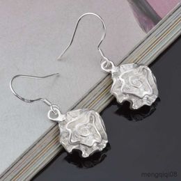 Charm Pretty Sterling Silver Romantic Rose flower Earrings for Women Fashion Holiday gifts classic party wedding Jewelry R230605