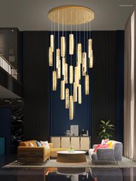 Chandeliers Pendant Lights LED Luxurious Modern Crystal For Stairs Long Loft Gold/Silver Fixtures Villa Lobby Living Room Chandelier