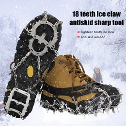 Mountaineering Crampons Anti Slip Ice Gripper Spikes Cleats Snow Shoe Crampons Travelling 18 Teeth Outdoor Climbing Easy Carrying Portable Parts 230603