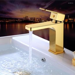 Bathroom Sink Faucets Arrival Brass Square Basin Faucet And Cold Single Lever Gold Finished Lavatory Tap