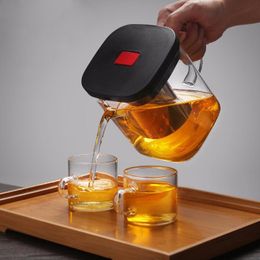 Teaware Clear Glass Tea Set Teacup Sets Heat Resistant Square Glass Teapot With Tea Infuser Puer Oolong Tea Pots Kettle Office Tea Cup