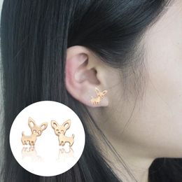 Stud Earrings Simple Pet Puppy Dog For Women Girls Lovely Tiny Metal Chihuahua Earings Studs Party Jewellery Brincos Gift